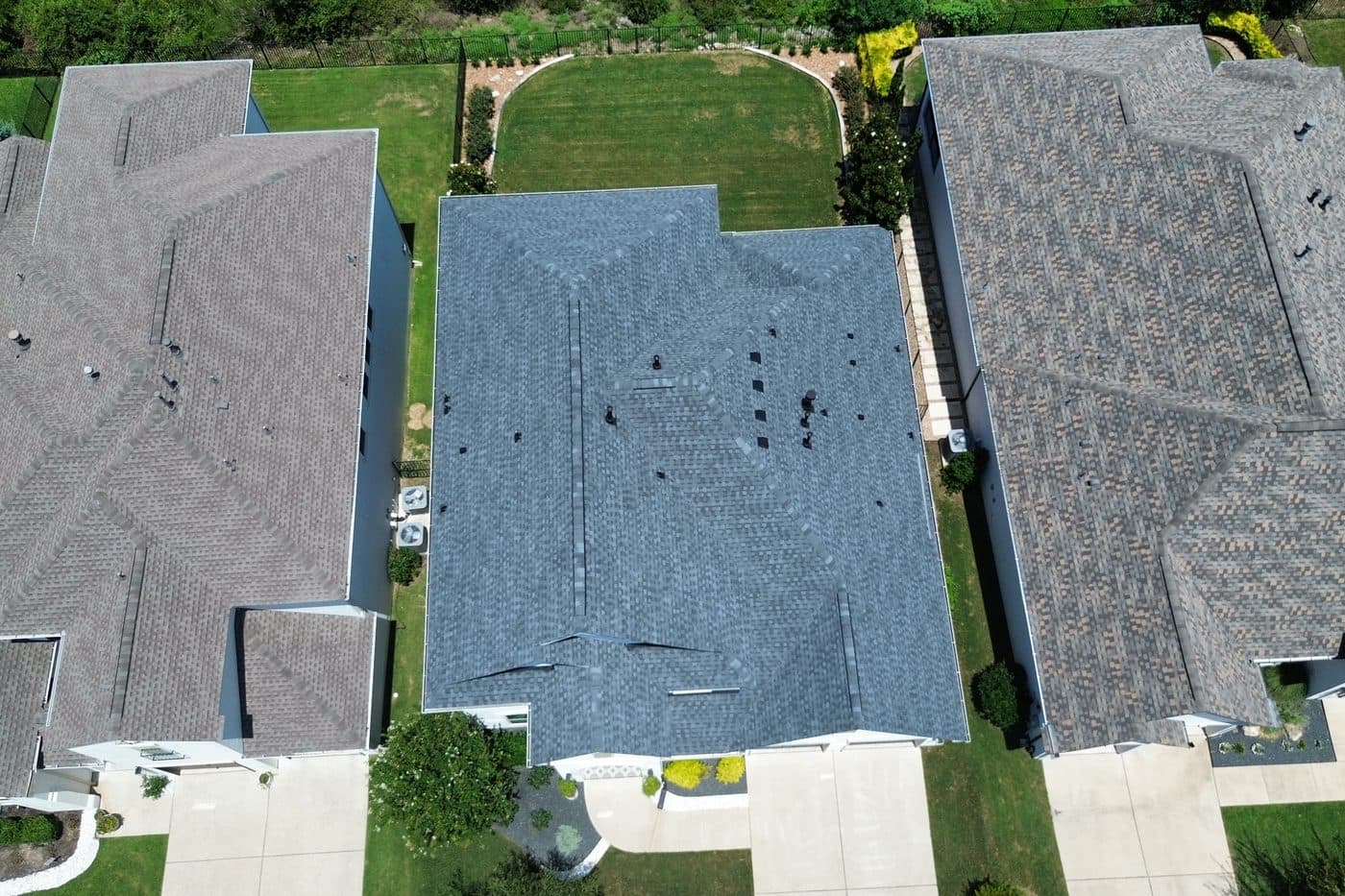 Roof inspection Austin TX, aerial hail damage and storm damage roof documentation photo used for insurance claims by Helix Roofing LLC, Austin roof inspection company